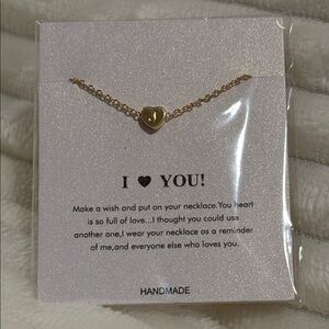 Gold J Heart Initial Necklace